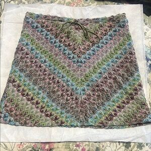 Vintage La Belle Multicolor Crochet Style Mini Skirt